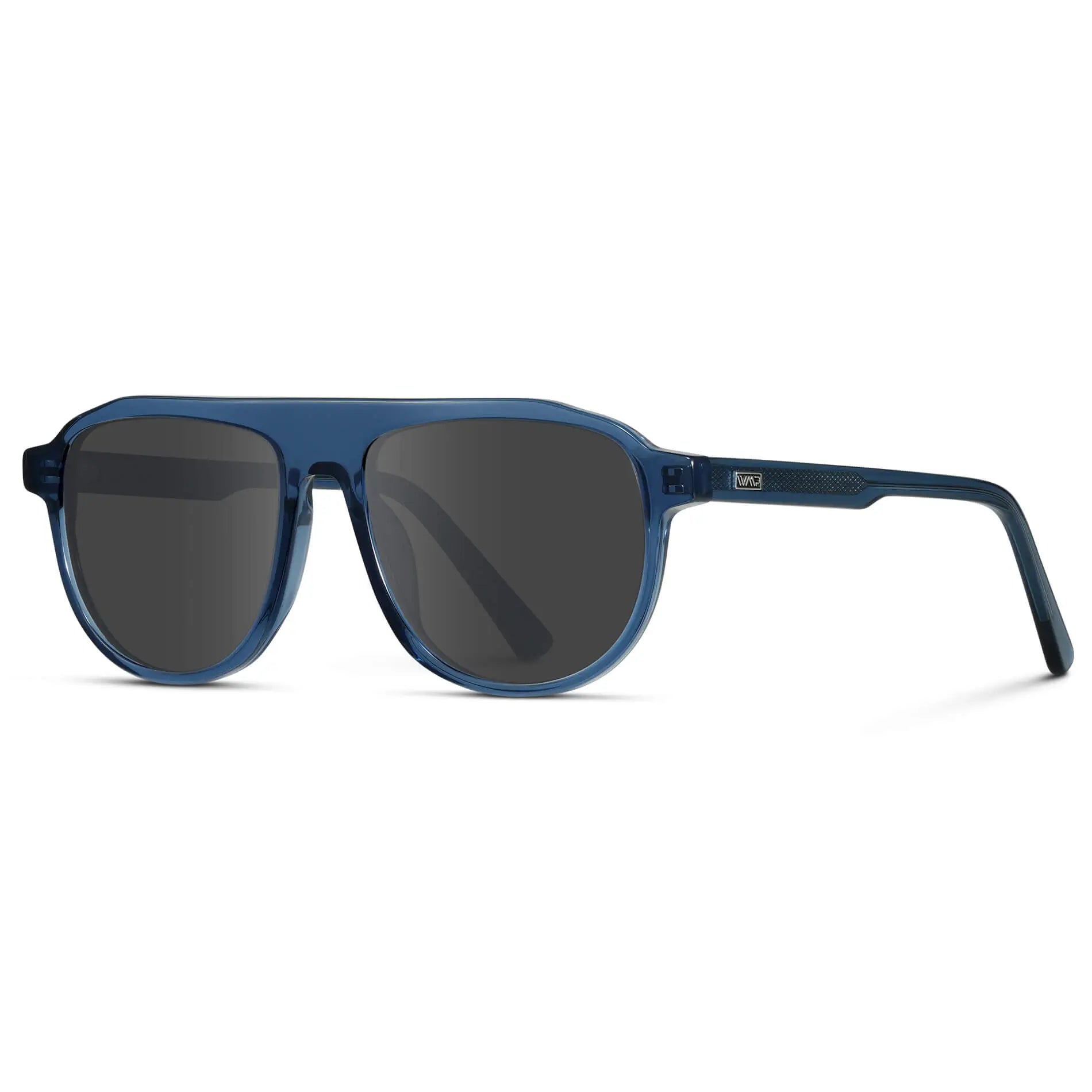 Crystal Cobalt / Grey || Men's Aviator Prescription Sunglasses with Blue Frame and Grey Lens