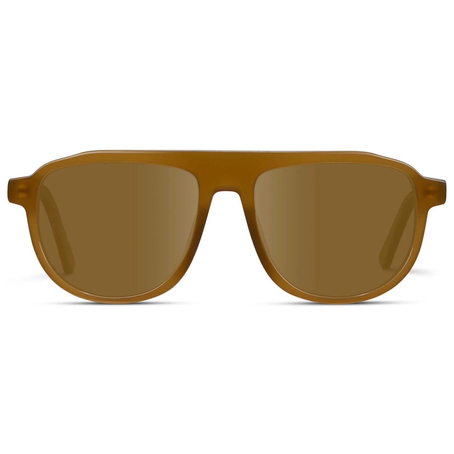 Dune Brown / Amber || Men's Aviator Prescription Sunglasses with Brown Frame and Brown Lenses