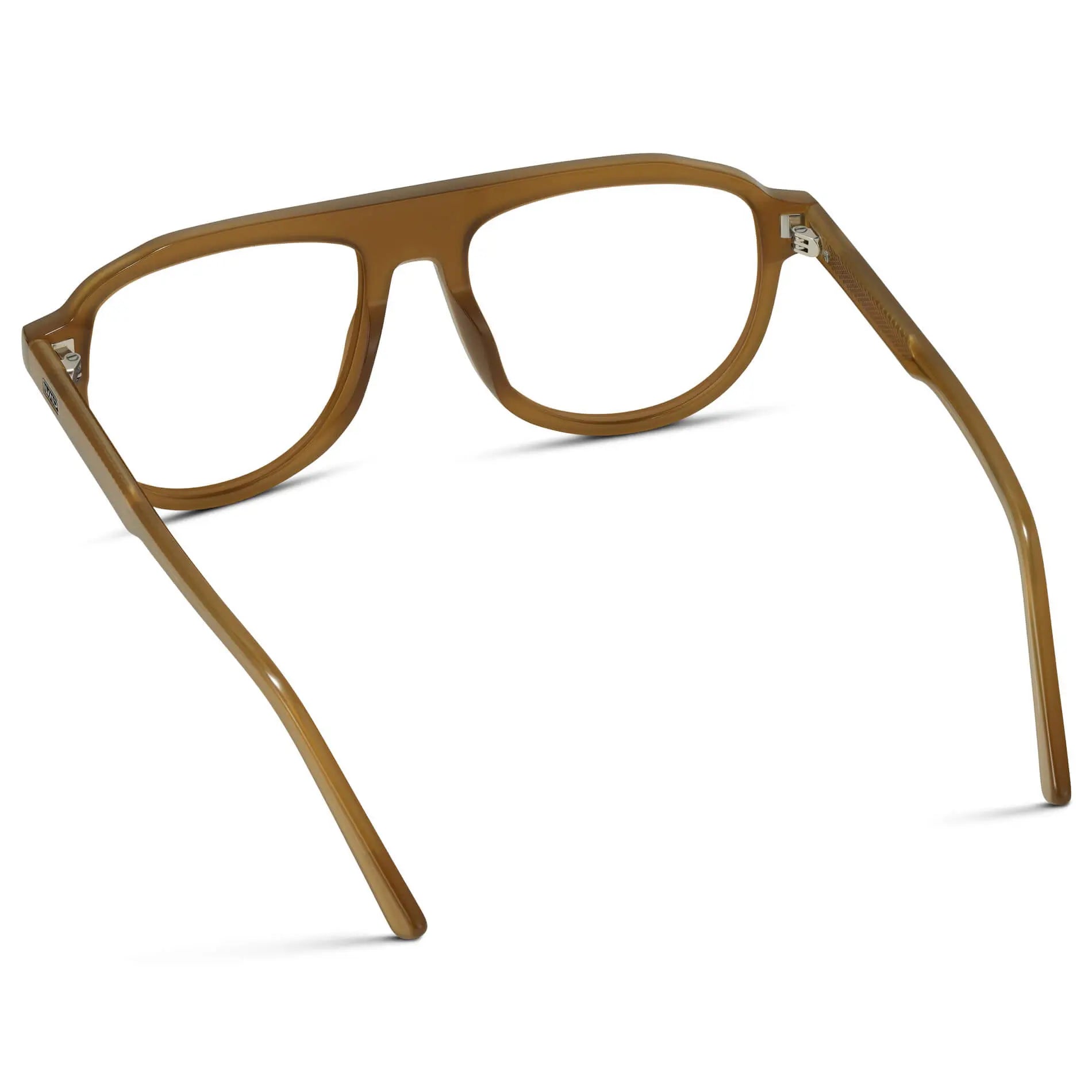 Dune Brown || Back view of Men's Aviator Prescription Eyeglasses with Dune Brown Frame and Clear Lenses on a white background