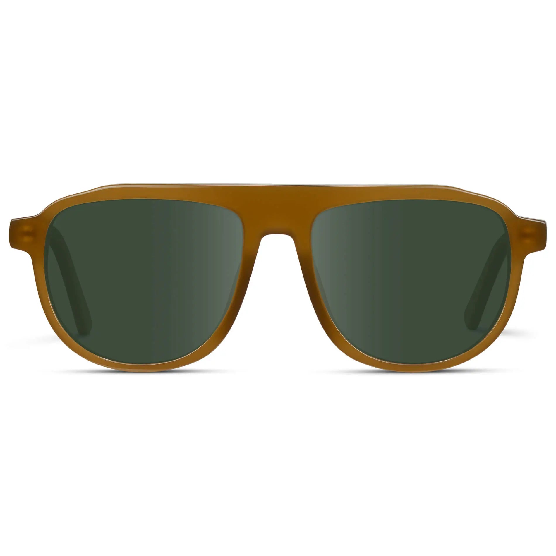 Dune Brown / G15 || Men's Aviator Prescription Sunglasses with Brown Frame and Green Lenses