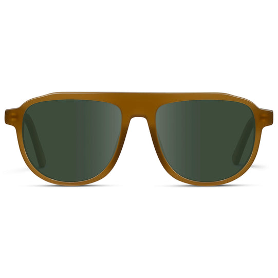 Dune Brown / G15 Lens || Aviator Sunglasses with Green Frame and Green Lenses