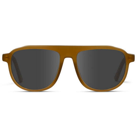 Dune Brown / Grey Lens || Aviator Sunglasses with Green Frame and Grey Lenses