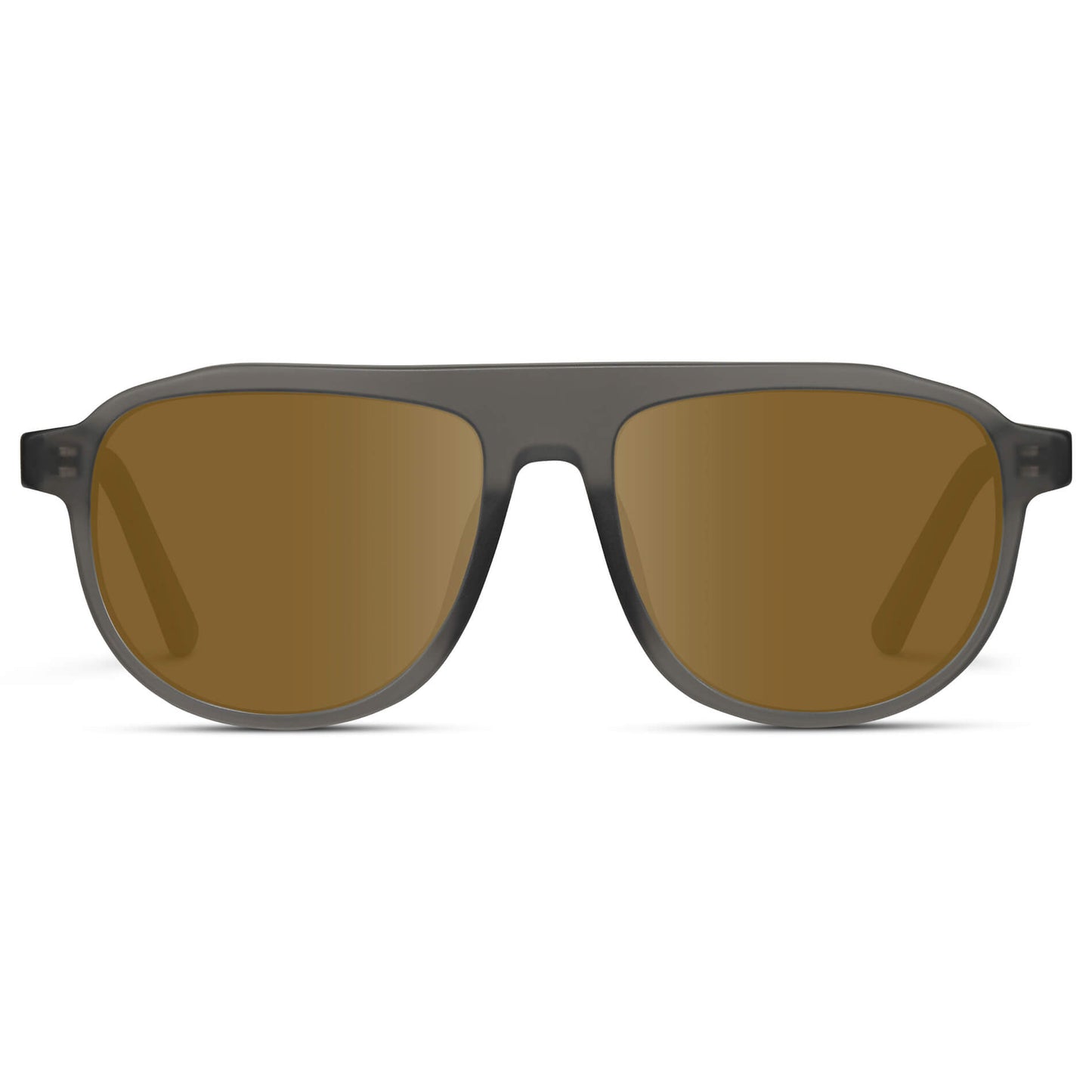 Frosted Graphite / Amber Lens || Aviator Sunglasses with Grey Frame and Brown Lenses