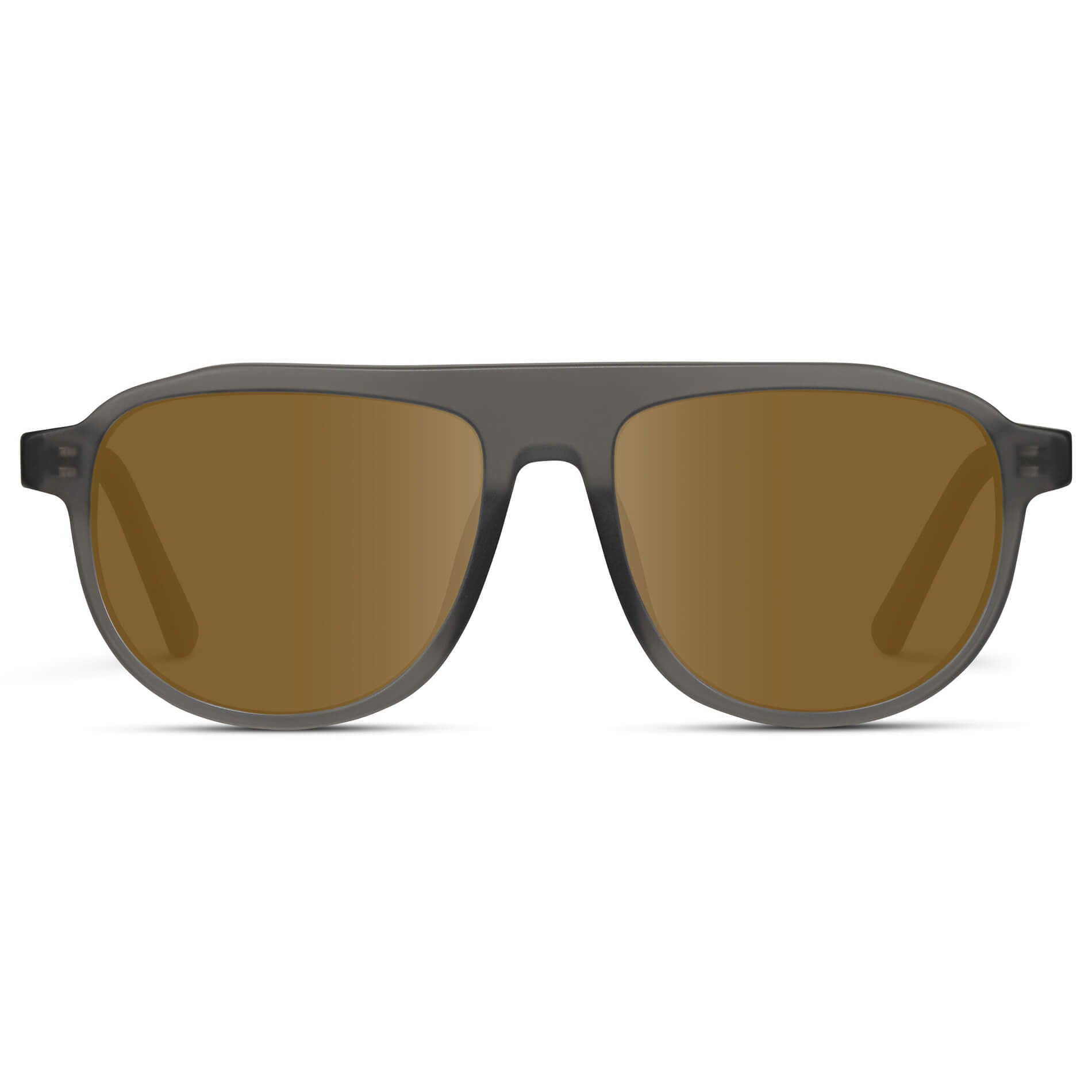 Frosted Graphite / Amber Lens || Aviator Sunglasses with Grey Frame and Brown Lenses