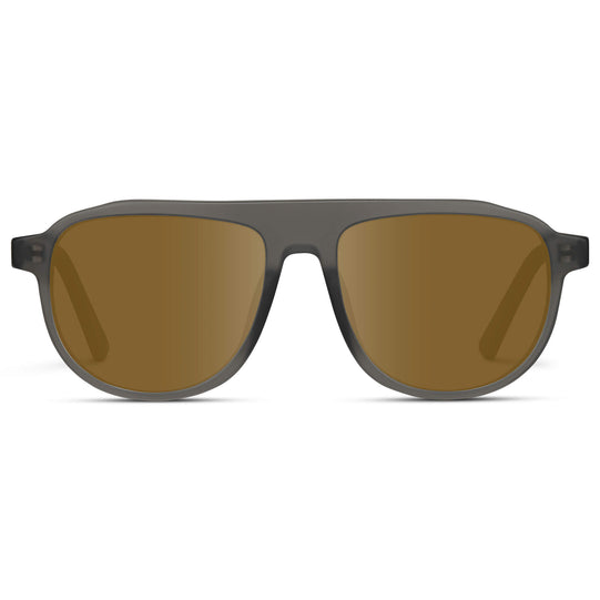 Frosted Graphite / Amber Lens || Aviator Sunglasses with Grey Frame and Brown Lenses