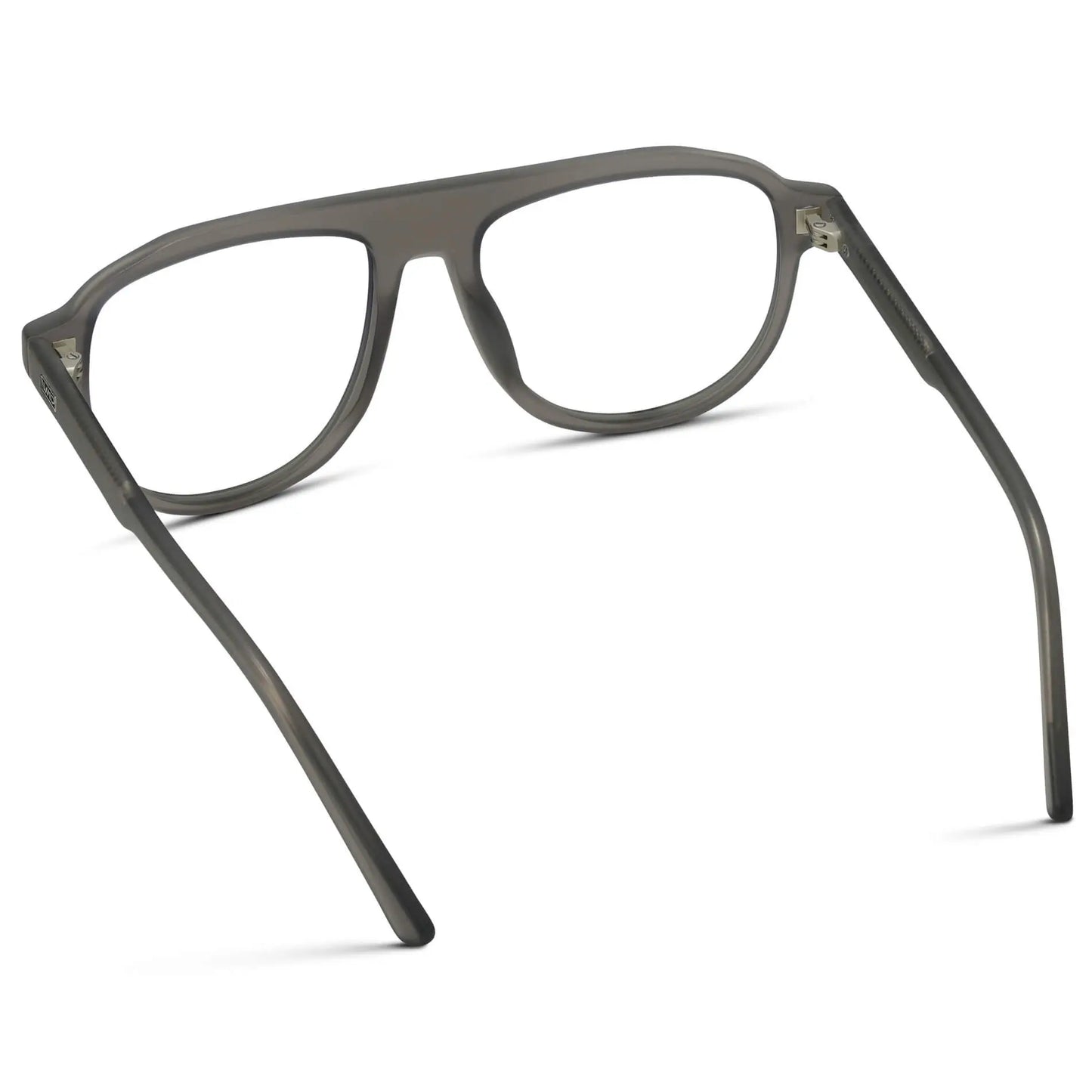 Frosted Graphite || Back view of Men's Aviator Prescription Eyeglasses with Frosted Graphite Frame and Clear Lenses on a white background