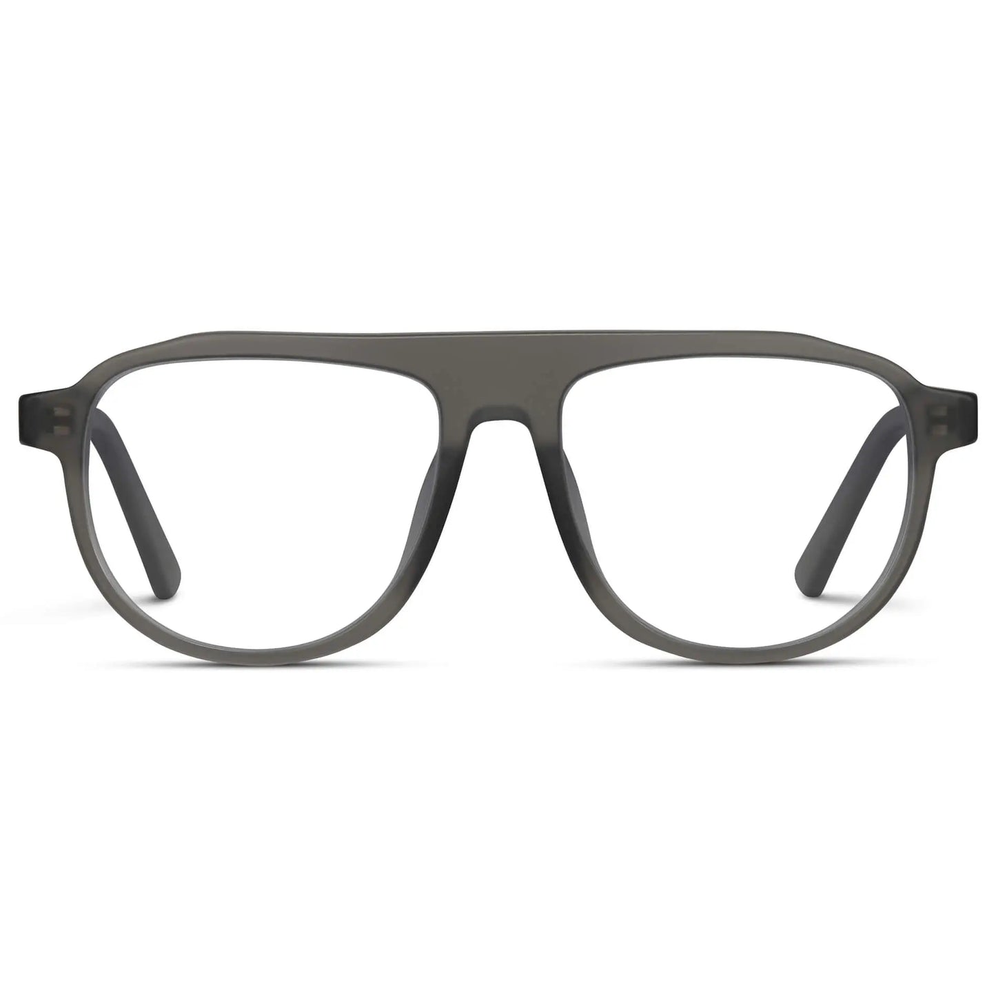 Frosted Graphite || Men's Aviator Prescription Eyeglasses with Frosted Graphite Frame and Clear Lenses on a white background