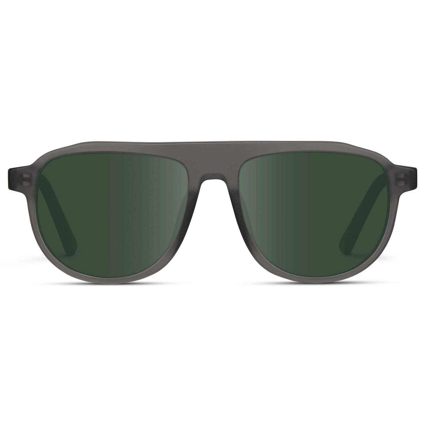 Frosted Graphite / G15 Lens || Aviator Sunglasses with Grey Frame and Green Lenses