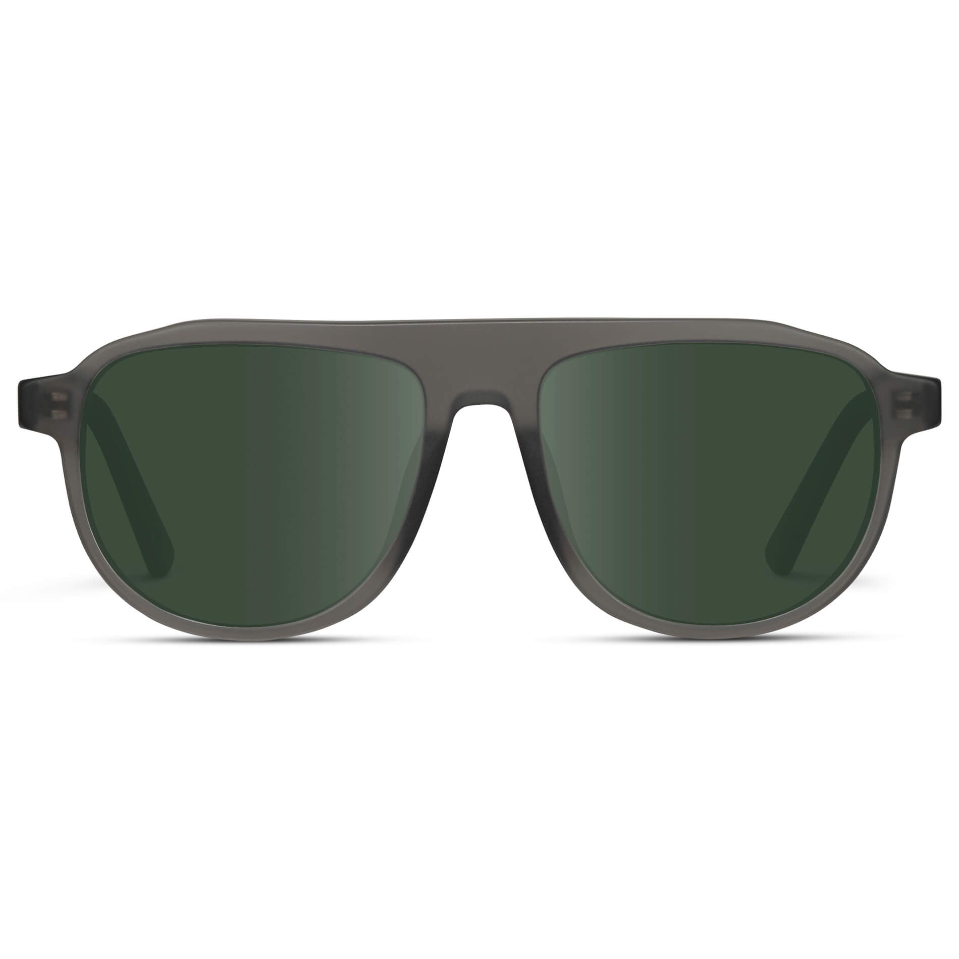 Frosted Graphite / G15 Lens || Aviator Sunglasses with Grey Frame and Green Lenses
