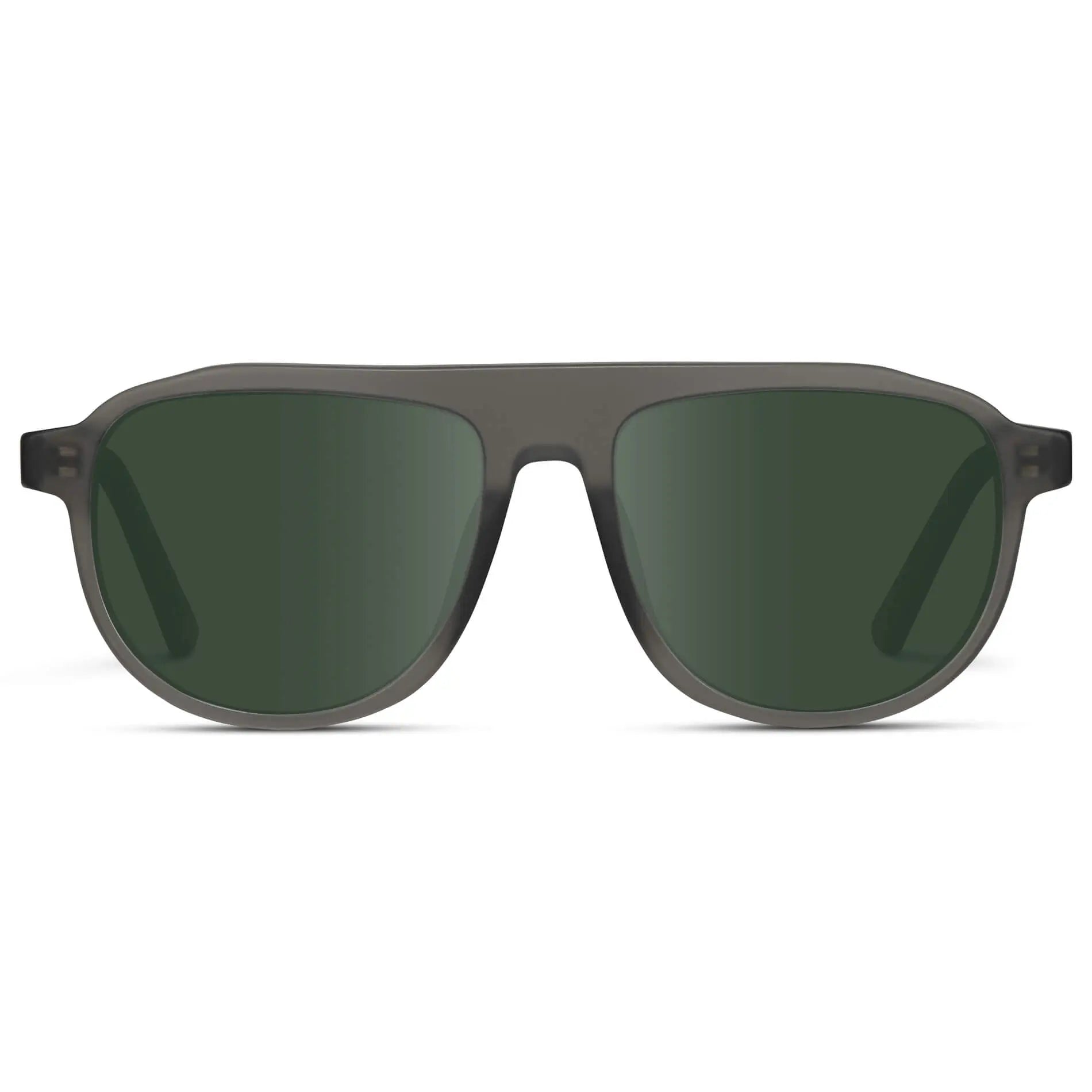 Frosted Graphite / G15 || Men's Aviator Sunglasses with Grey Frame and Green Lenses