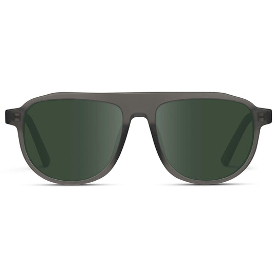 Frosted Graphite / G15 Lens || Aviator Sunglasses with Grey Frame and Green Lenses