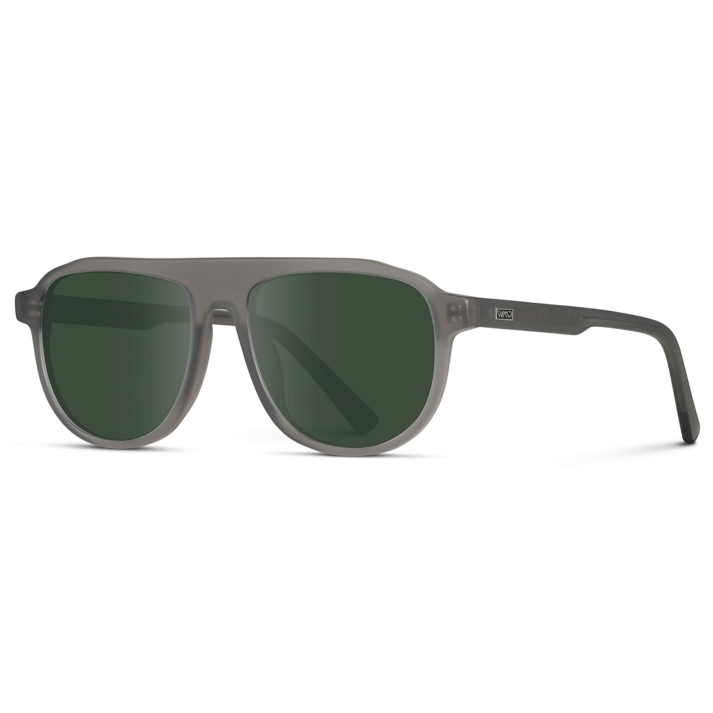 Frosted Graphite / G15 Lens || Aviator Sunglasses with Grey Frame and Green Lenses