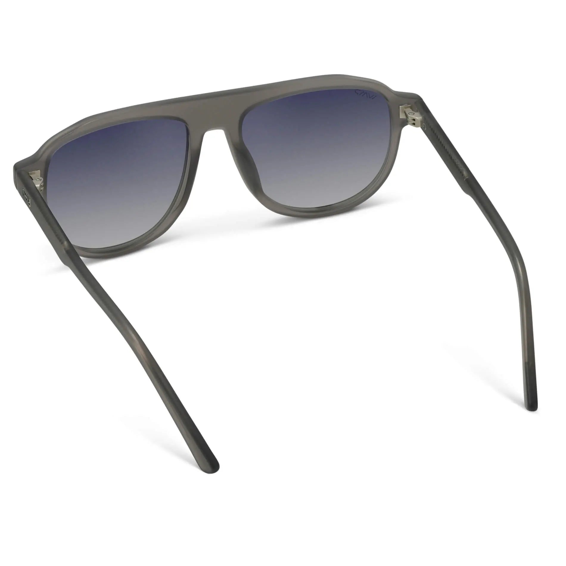 Frosted Graphite / Navy Gradient Lens || Grey Aviator Sunglasses with Blue Polarized Lenses