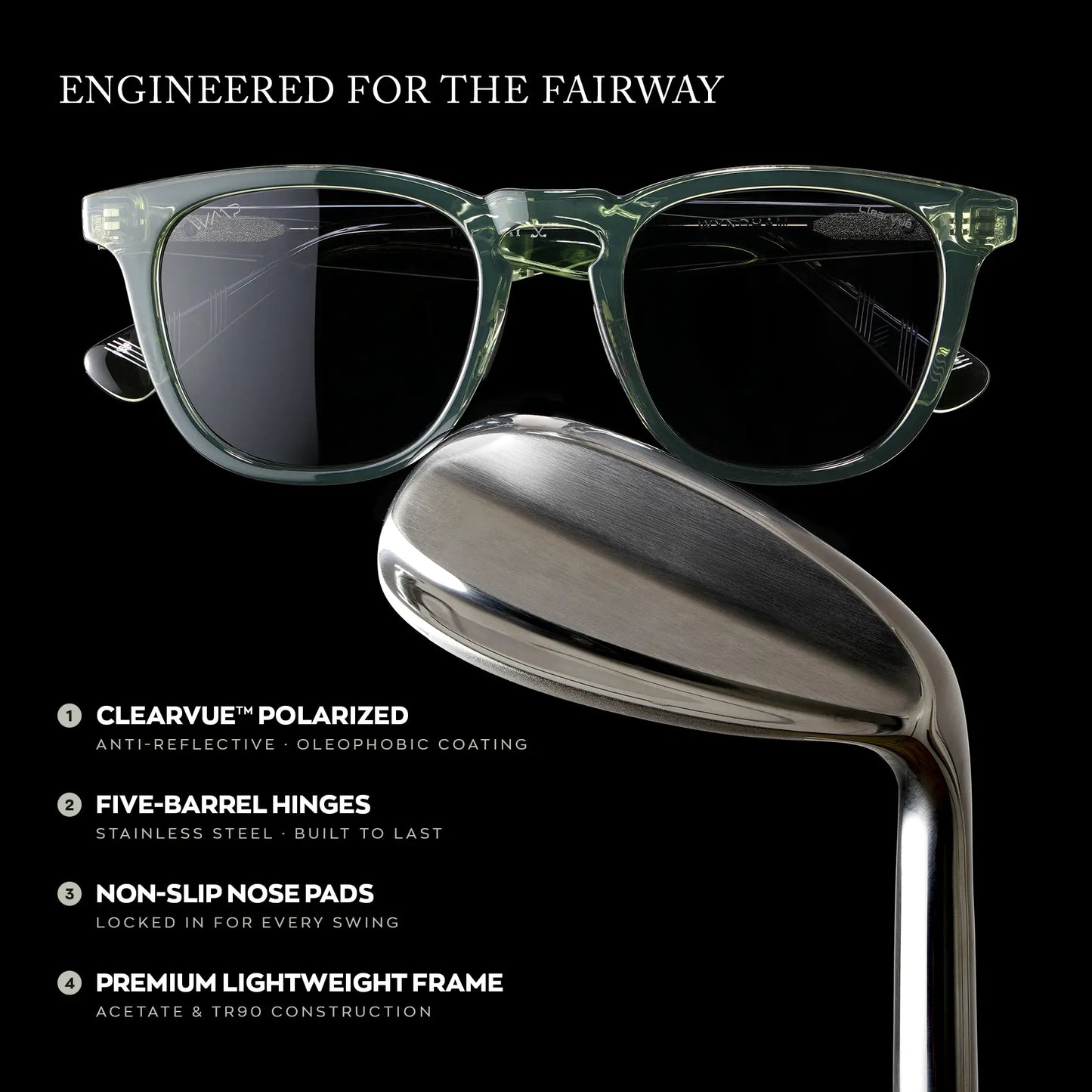 Crystal Agave Green / Black Lens || Green Round Frame Sunglasses with Black Polarized Lenses