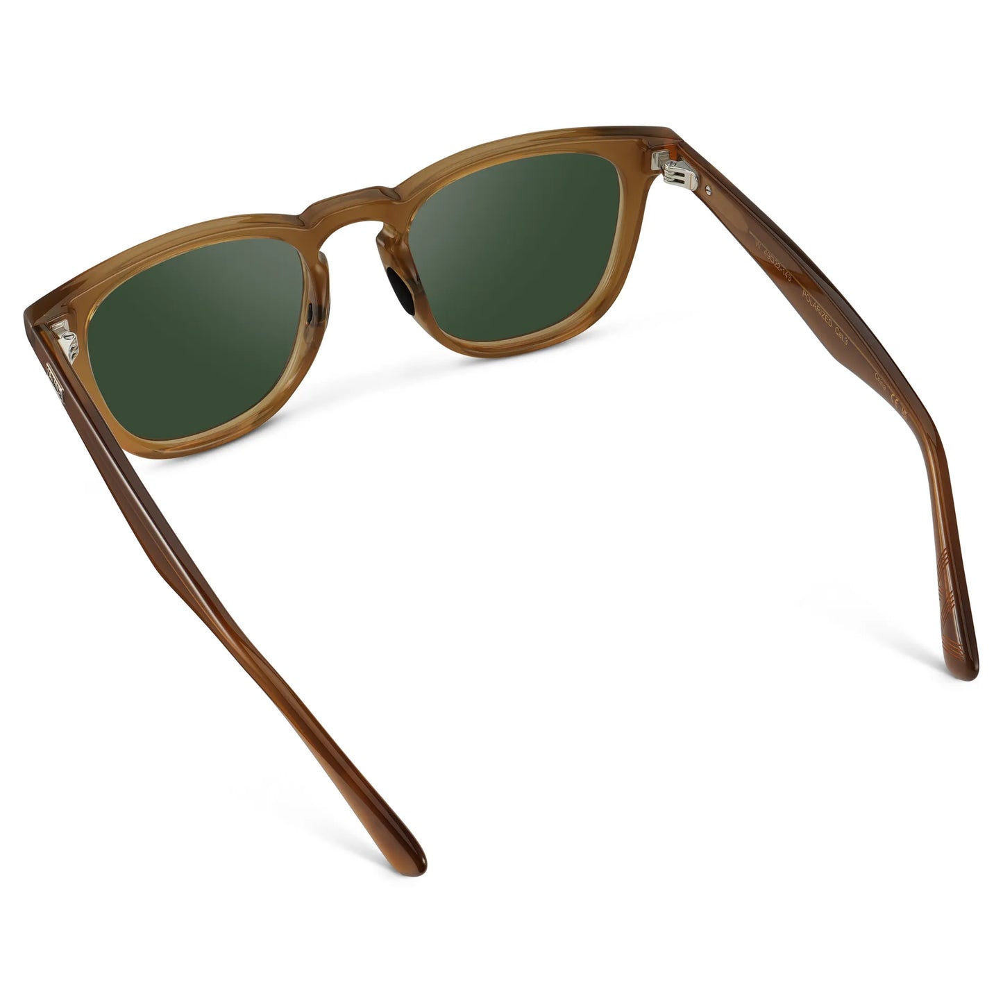 Dune Brown / Smoke Green Lens || Back view of Dune Brown Men's  Round Frame Sunglasses with Brown Polarized Lenses on a white background