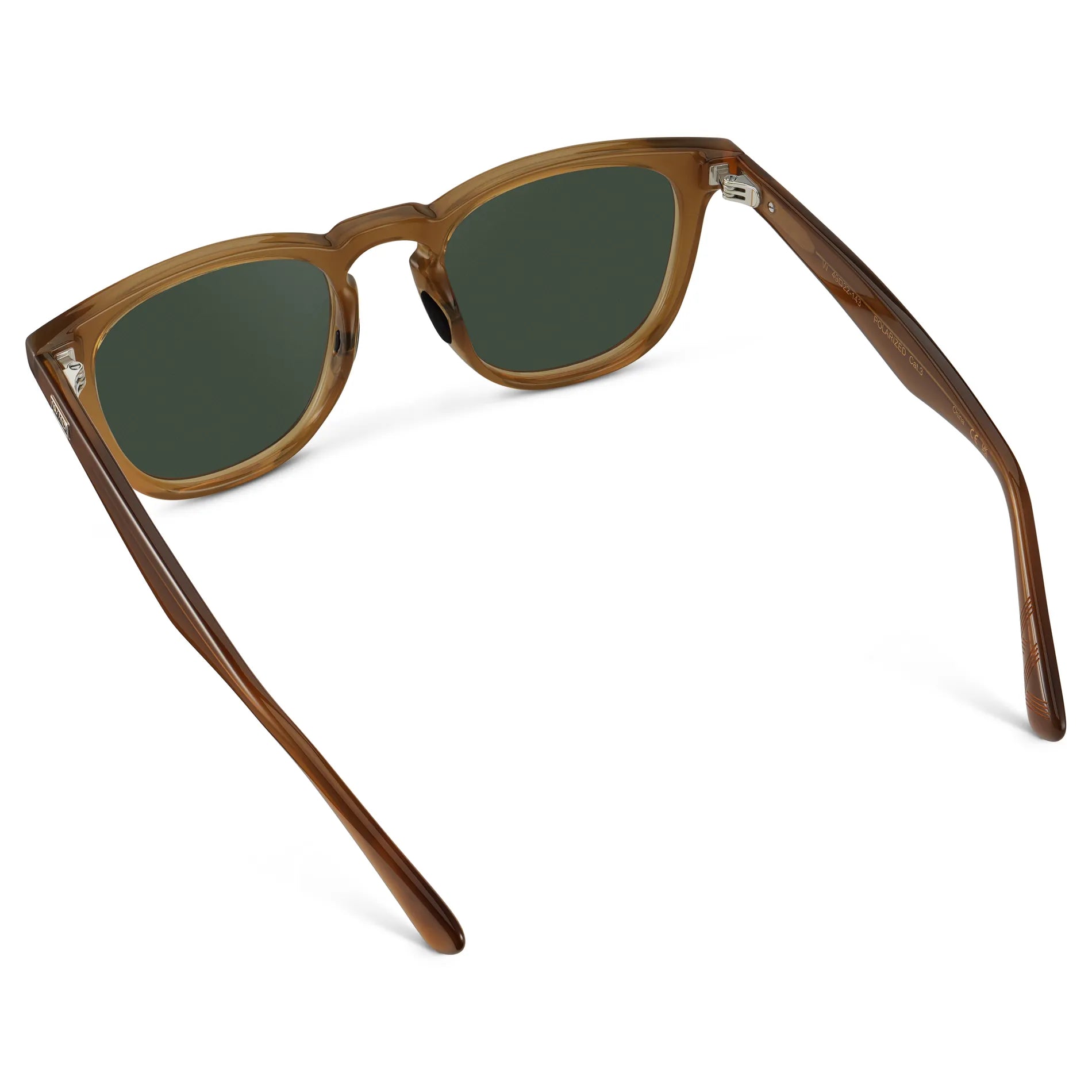 Dune Brown / G15 || Back view of Men's Round Prescription Sunglasses with Dune Brown Frame and Green Lens on a white background