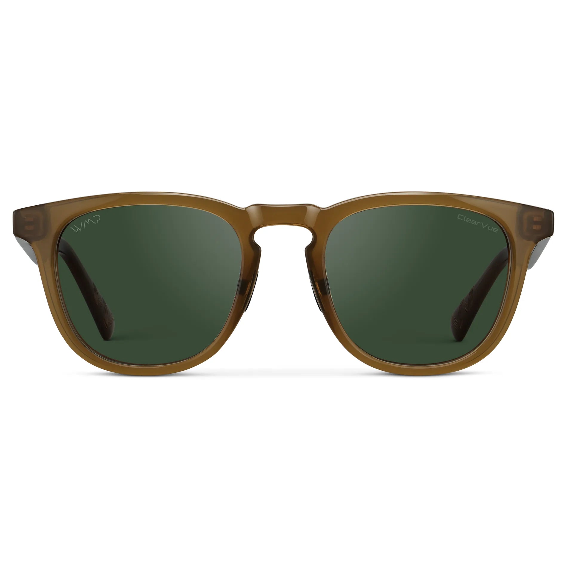 Dune Brown / Smoke Green Lens || Dune Brown Men's  Round Frame Sunglasses with Brown Polarized Lenses on a white background