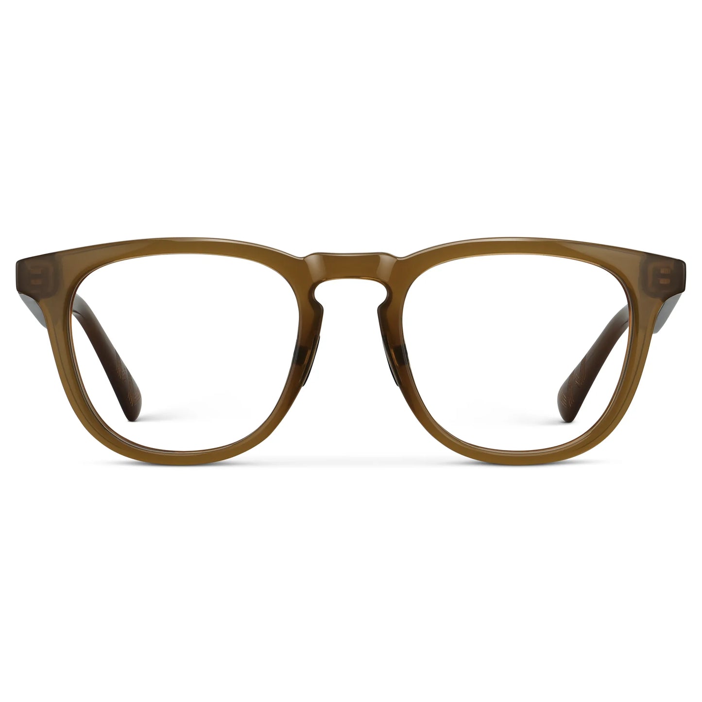 Dune Brown || Men's Round Prescription Glasses with Dune Brown Frame and Clear Lenses on a white background 