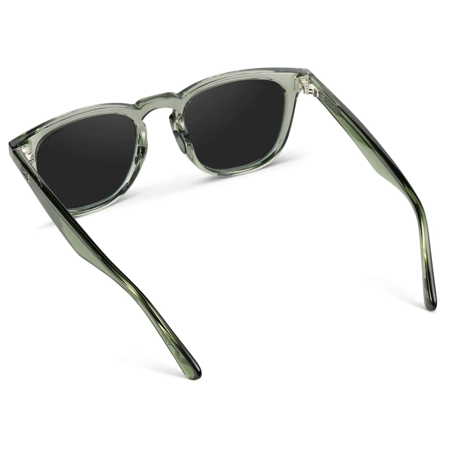 Crystal Agave Green / Black Lens || Green Round Frame Sunglasses with Black Polarized Lenses