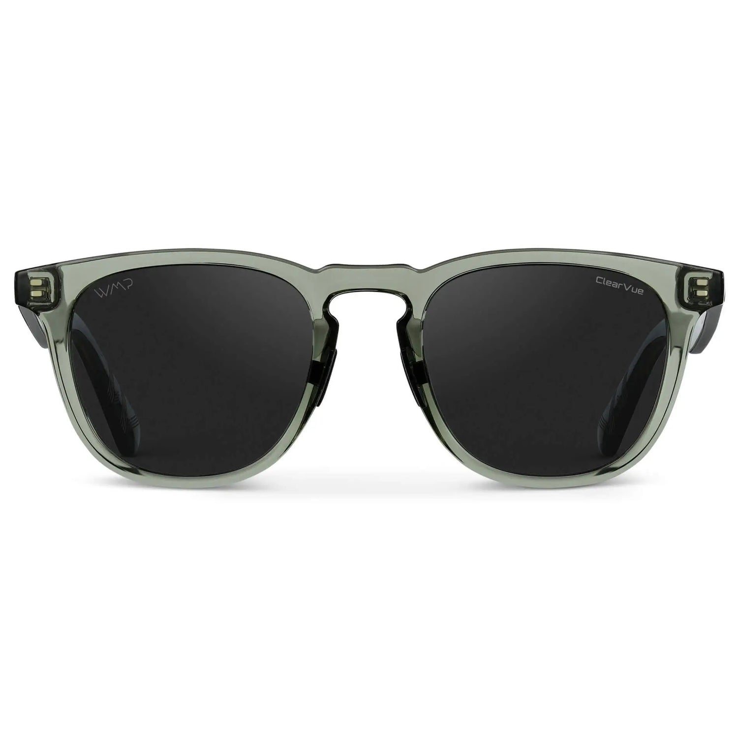 Crystal Agave Green / Black Lens || Green Round Frame Sunglasses with Black Polarized Lenses