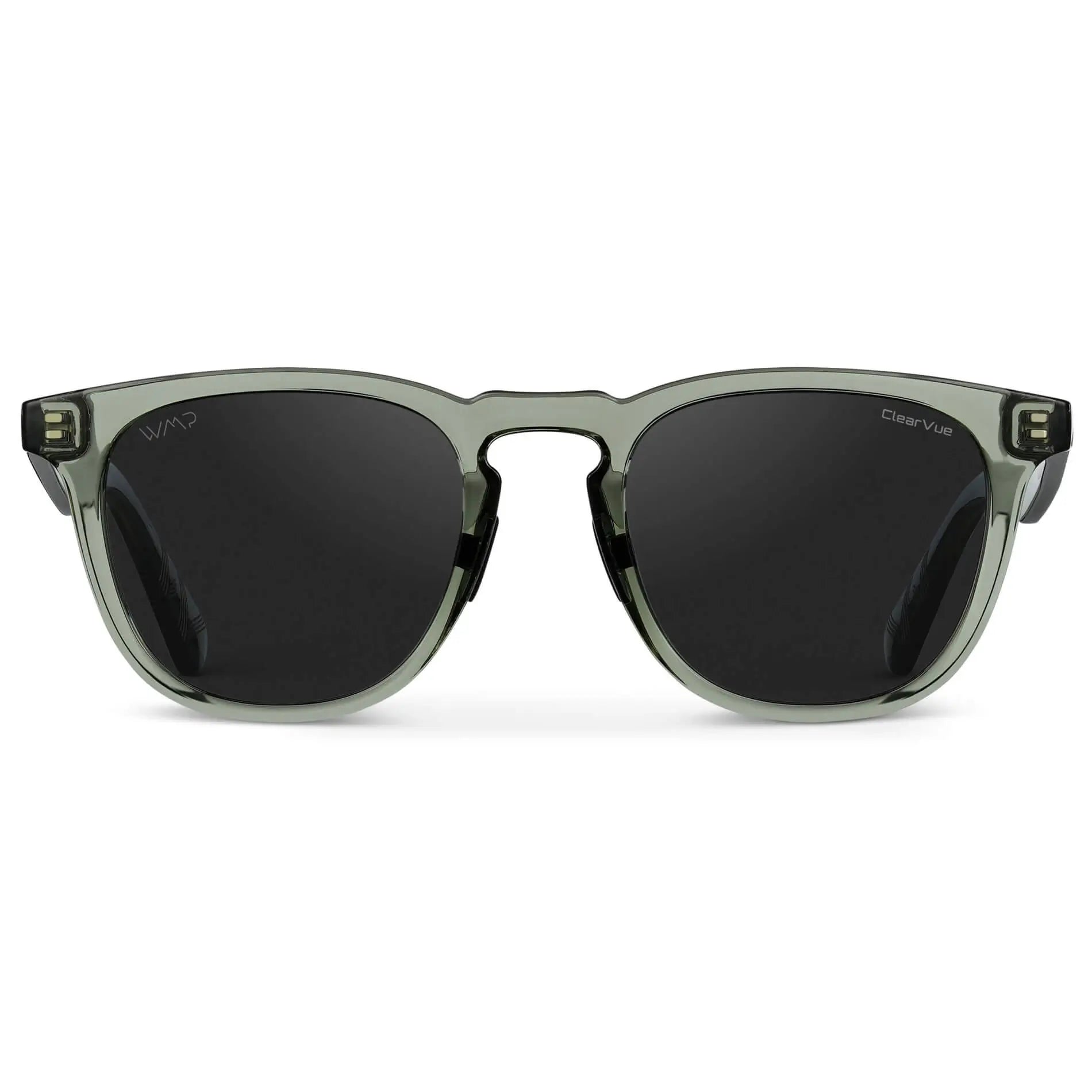 Crystal Agave Green / Black Lens || Green Round Frame Sunglasses with Black Polarized Lenses
