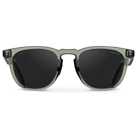 Crystal Agave Green / Black Lens || Green Round Frame Sunglasses with Black Polarized Lenses