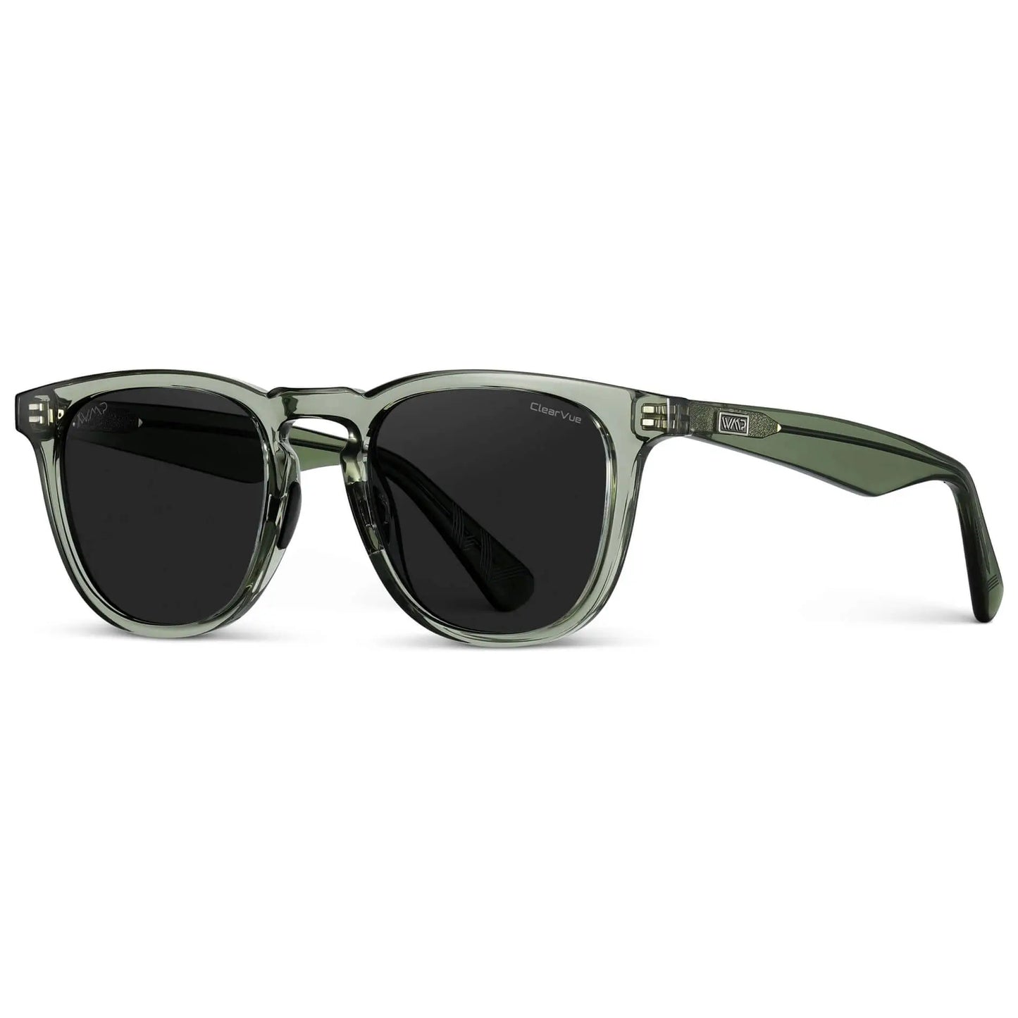 Crystal Agave Green / Black Lens || Green Round Frame Sunglasses with Black Polarized Lenses