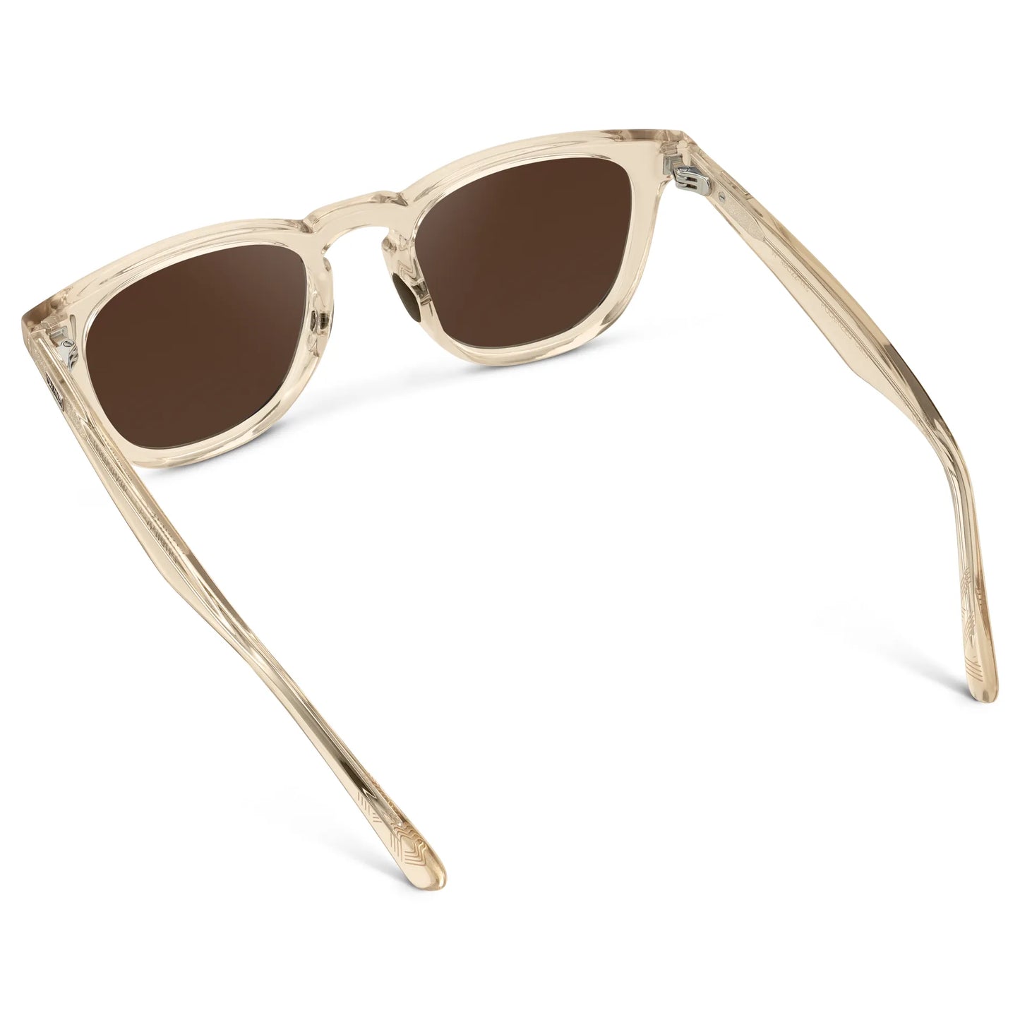 Sand Brown / Dark Brown Lens || Back view of Sand Brown Men's Round Frame Sunglasses with Dark Brown Polarized Lenses on a white background
