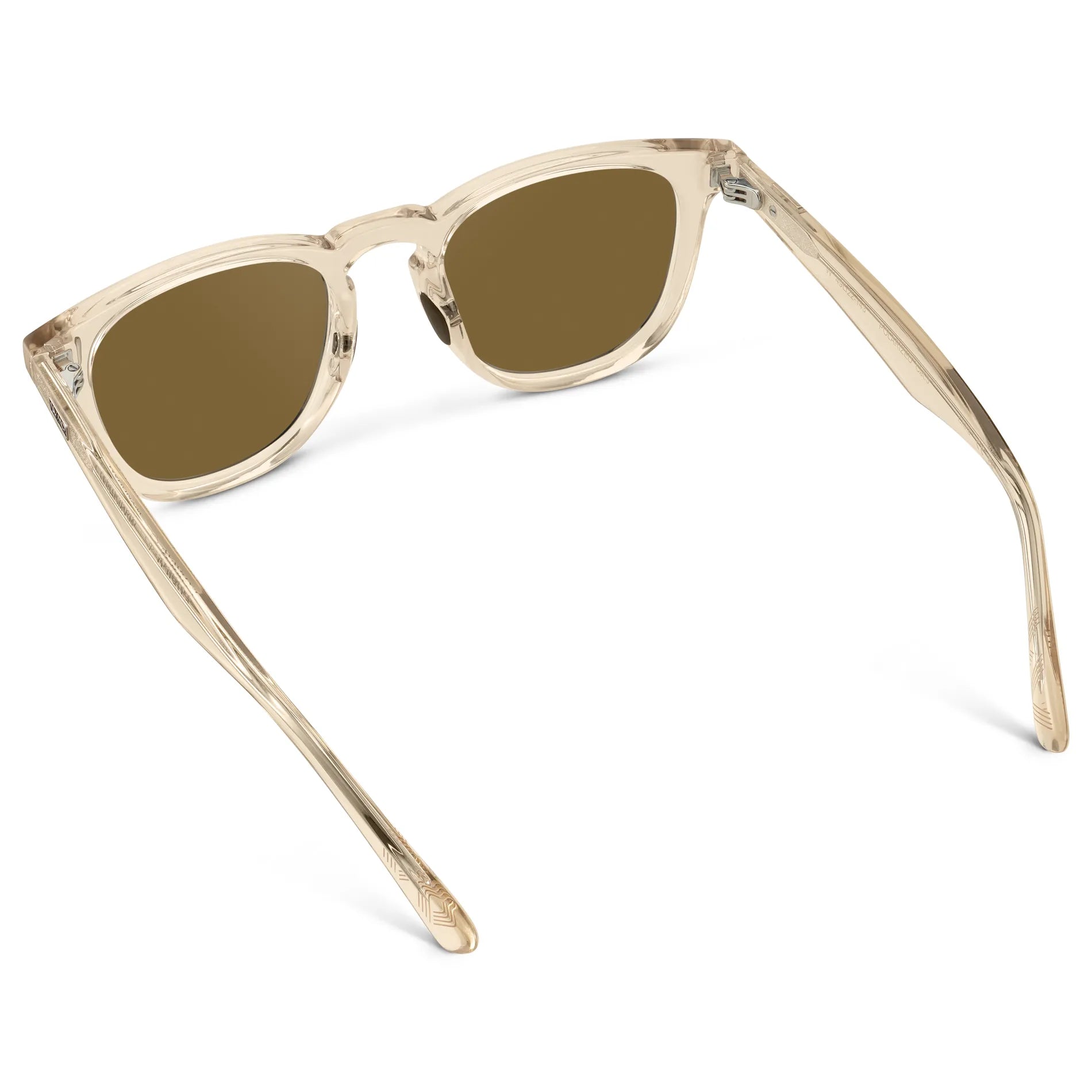 Sand Brown / Amber || Back view of Men's Round Prescription Sunglasses with Sand Brown Frame and Brown Lens on a white background