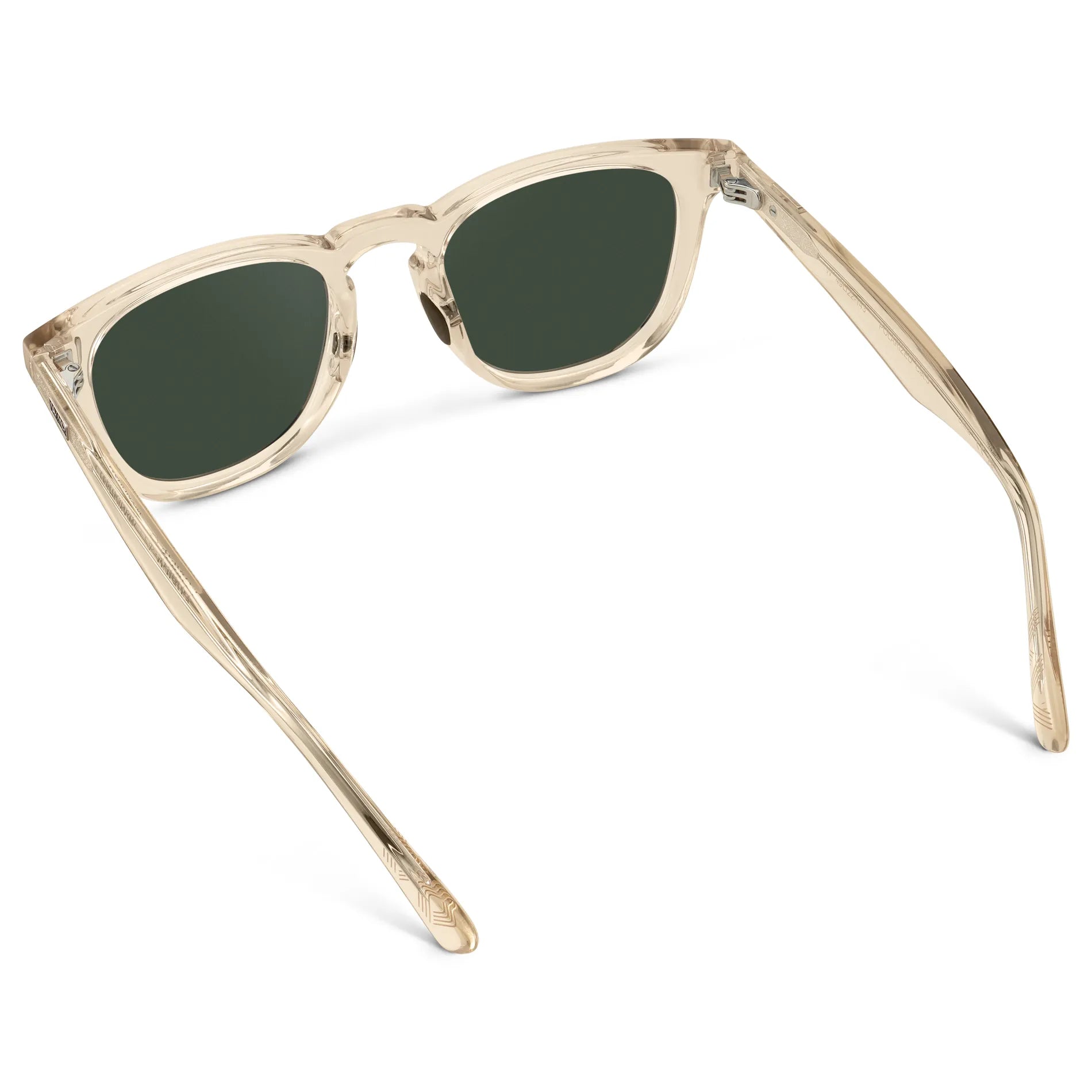 Sand Brown / G15 || Back view of Men's Round Prescription Sunglasses with Sand Brown Frame and Green Lens on a white background