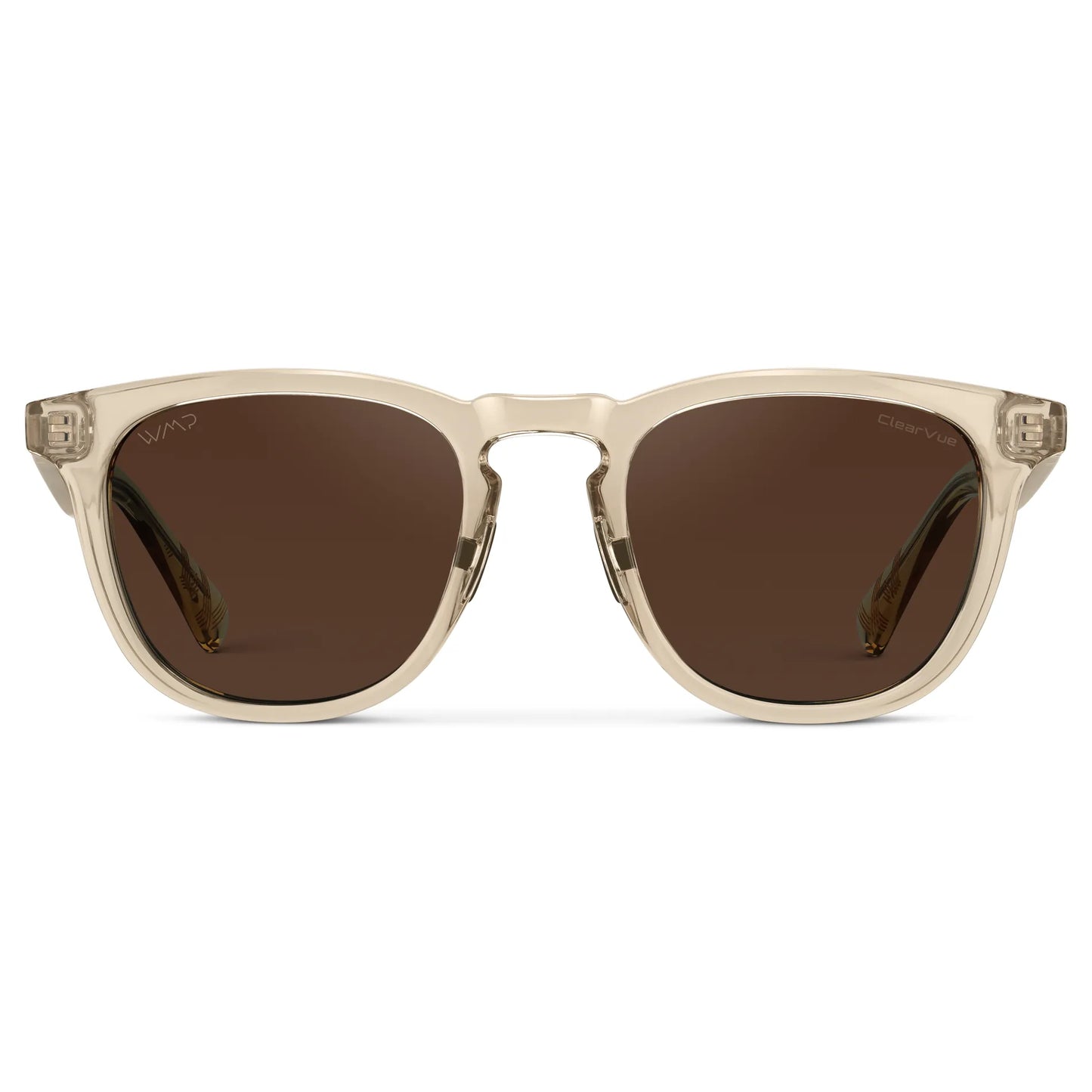 Sand Brown / Dark Brown Lens || Sand Brown Men's Round Frame Sunglasses with Dark Brown Polarized Lenses on a white background