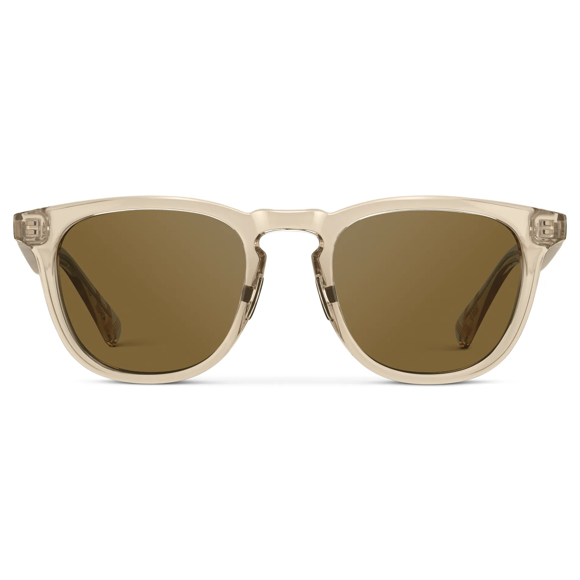 Sand Brown / Amber || Men's Round Prescription Sunglasses with Sand Brown Frame and Brown Lens on a white background