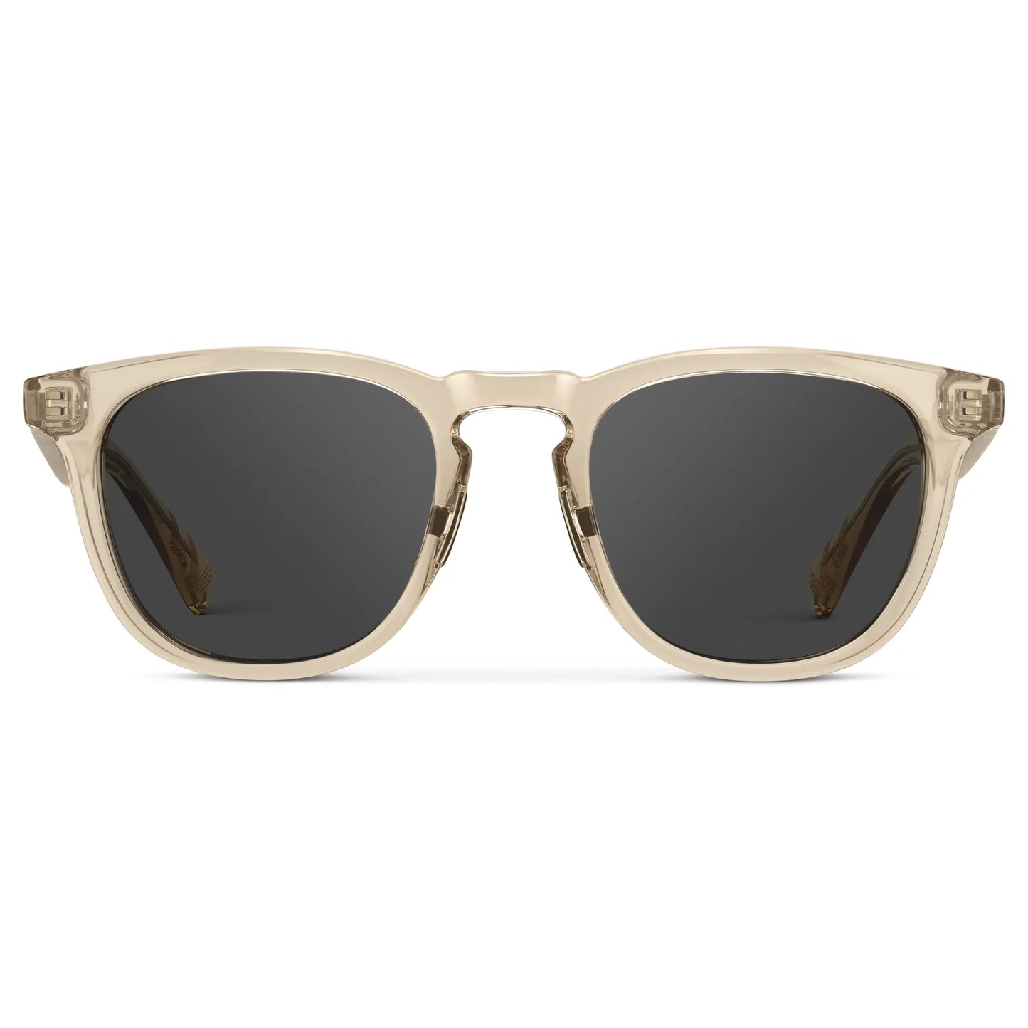Sand Brown / Grey || Men's Round Prescription Sunglasses with Sand Brown Frame and Grey Lens on a white background
