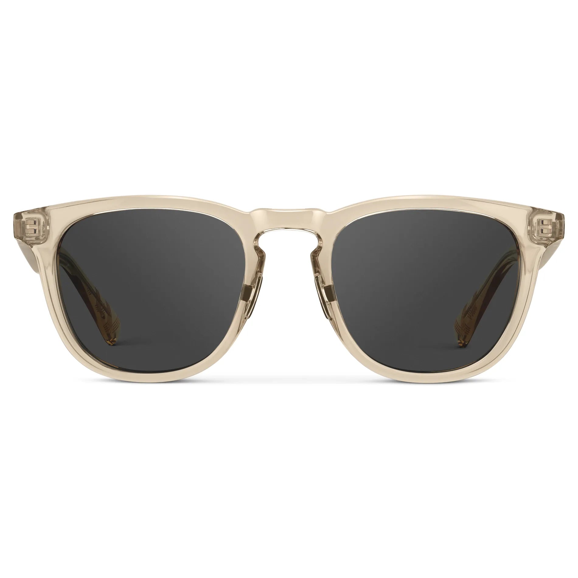 Sand Brown / Grey || Men's Round Prescription Sunglasses with Sand Brown Frame and Grey Lens on a white background