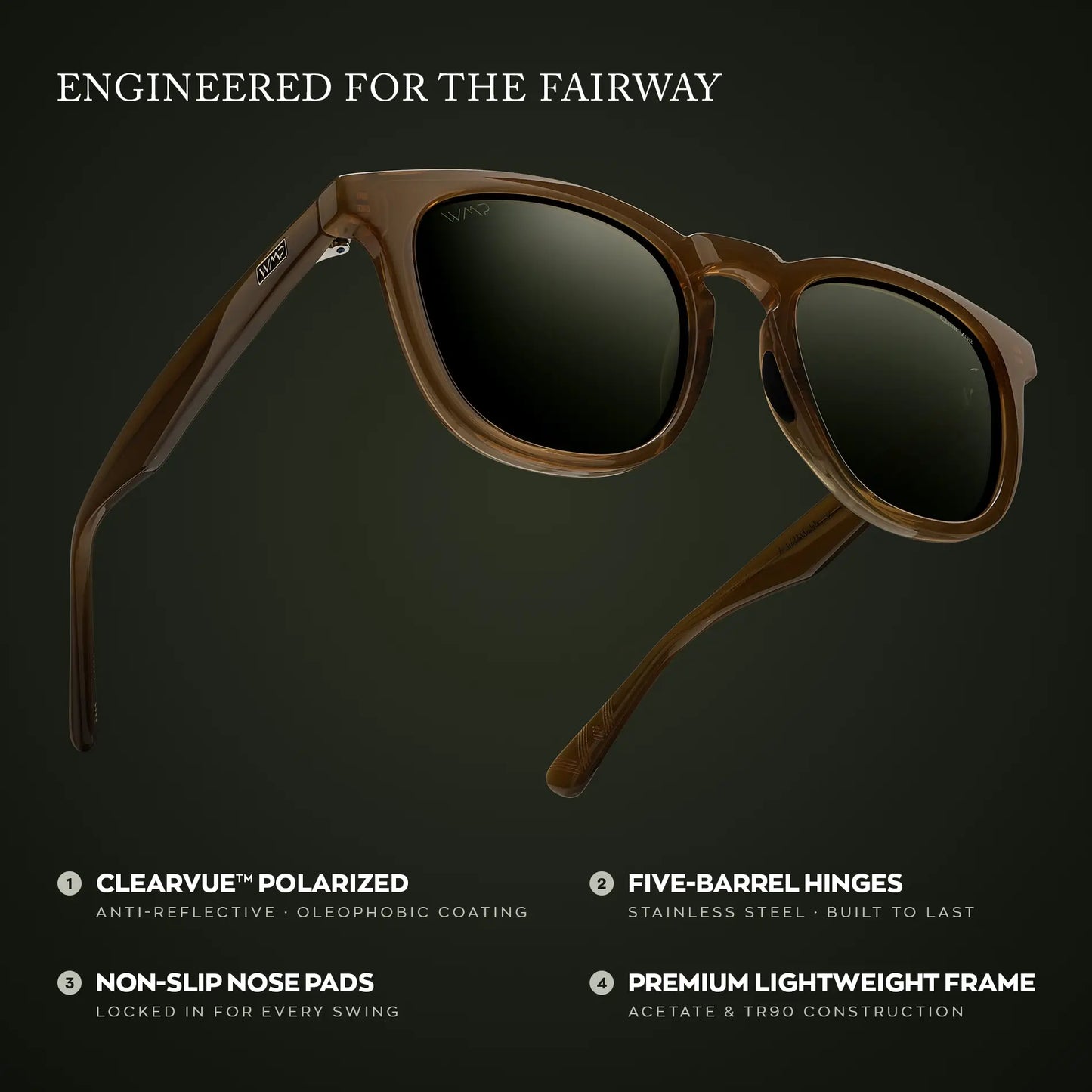 Dune Brown / Smoke Green Lens || Graphic of Dune Brown Men's Round Frame Sunglasses with Brown Polarized Lenses