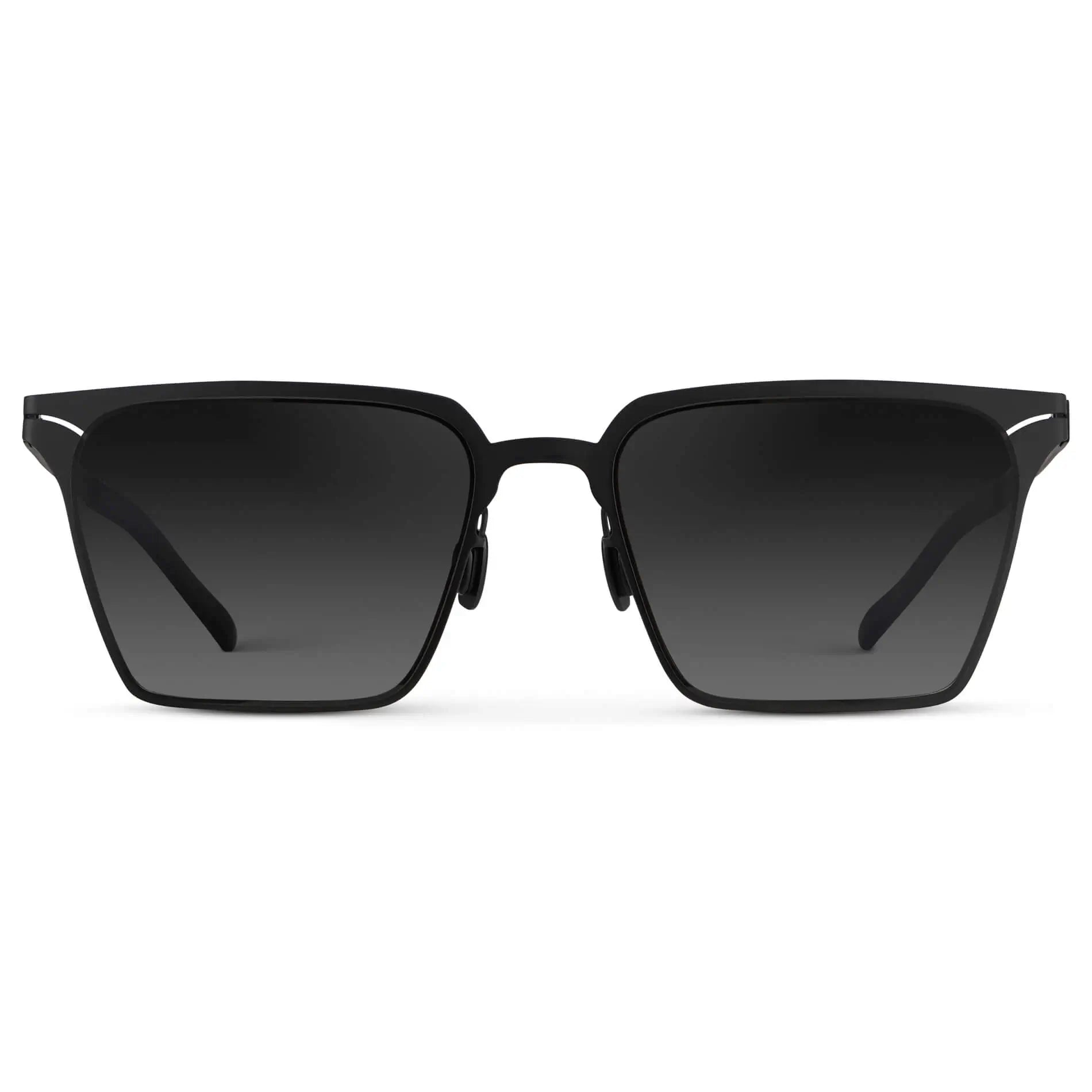 Matte Black / Black Gradient Lens || Men's Polarized Sunglasses with Matte Black Beta Titanium Metal Frame, Screwless Hinges, and Ultra Polarized Black Gradient Nylon Lens