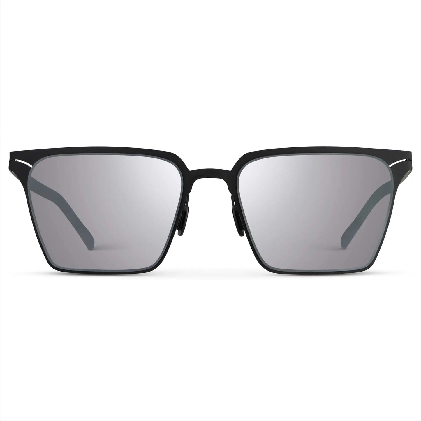 Matte Black / Silver Lens || Men's Polarized Sunglasses with Matte Black Beta Titanium Metal Frame, Screwless Hinges, and Ultra Polarized Silver Gradient Nylon Lens