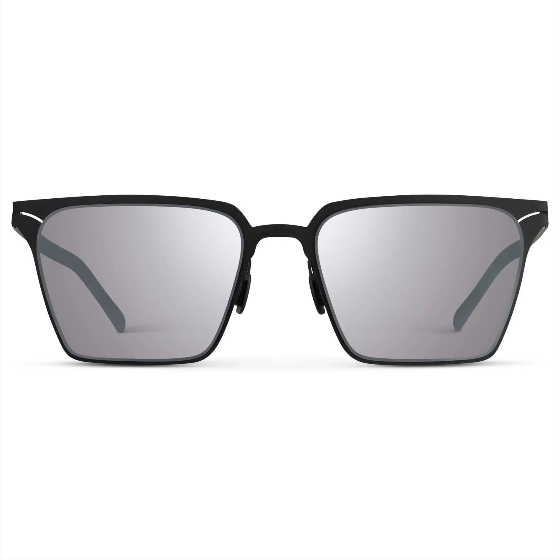 Matte Black / Silver Lens || Men's Polarized Sunglasses with Matte Black Beta Titanium Metal Frame, Screwless Hinges, and Ultra Polarized Silver Gradient Nylon Lens