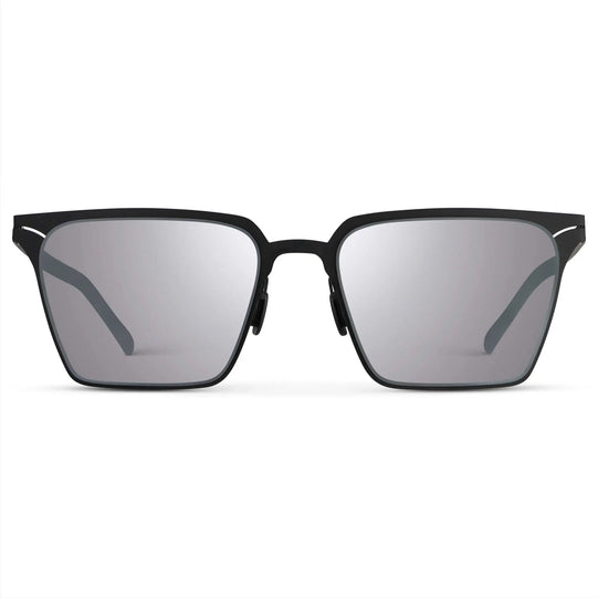 Matte Black / Silver Lens || Men's Polarized Sunglasses with Matte Black Beta Titanium Metal Frame, Screwless Hinges, and Ultra Polarized Silver Gradient Nylon Lens