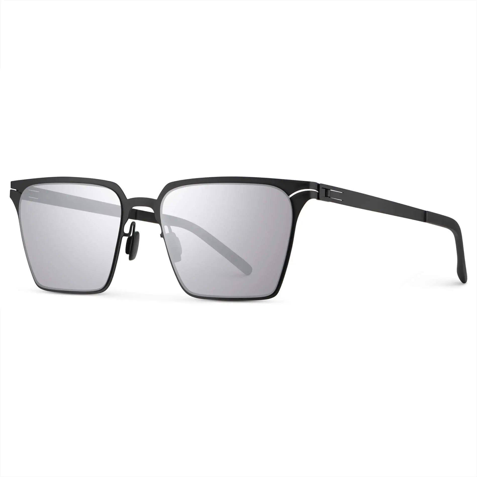 Matte Black / Silver Lens || Men's Polarized Sunglasses with Matte Black Beta Titanium Metal Frame, Screwless Hinges, and Ultra Polarized Silver Gradient Nylon Lens