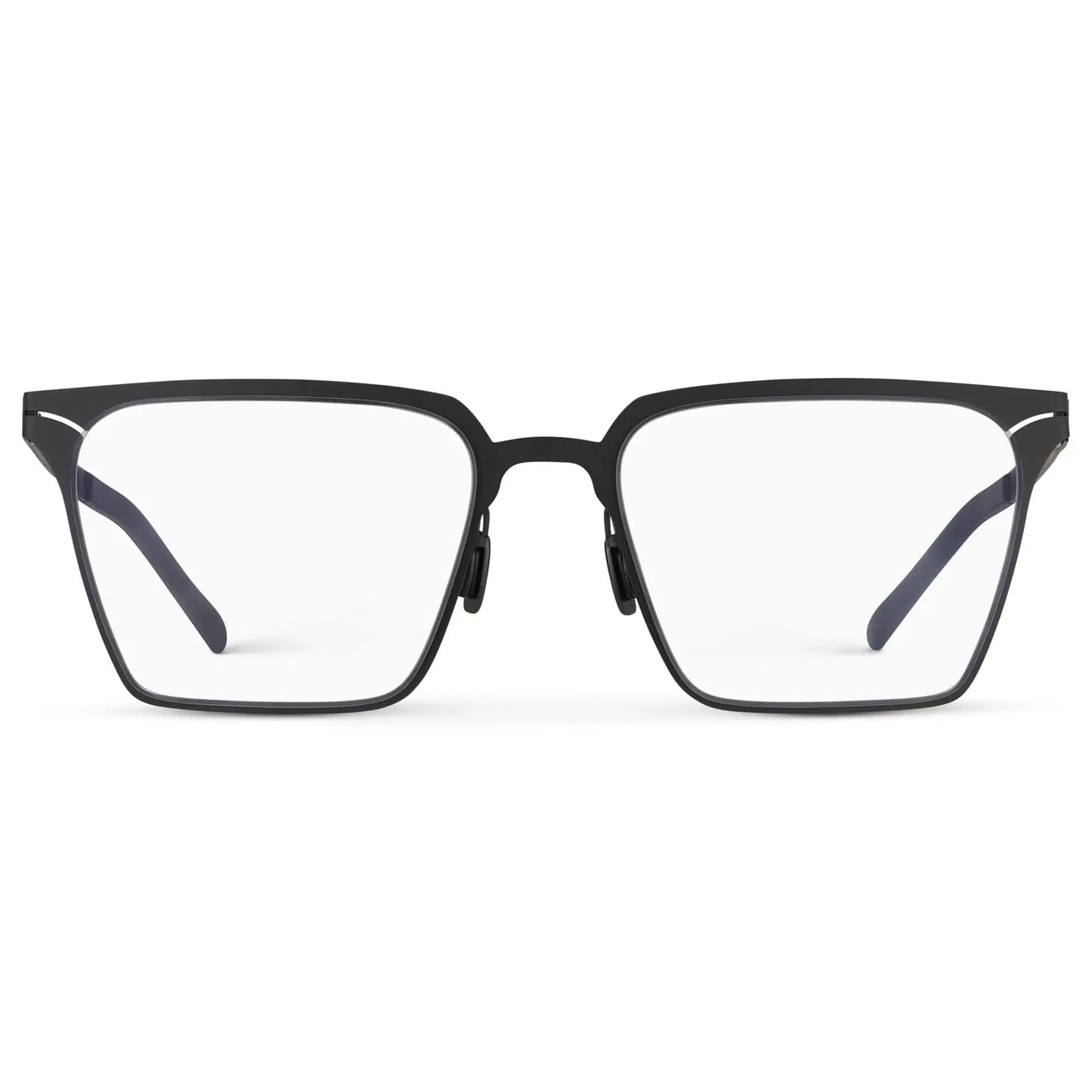 Matte Black || Men's Blue Light Glasses with Matte Black Beta Titanium Metal Frame, Screwless Hinges, and Blue Light Blocking Clear Lens on a white background 