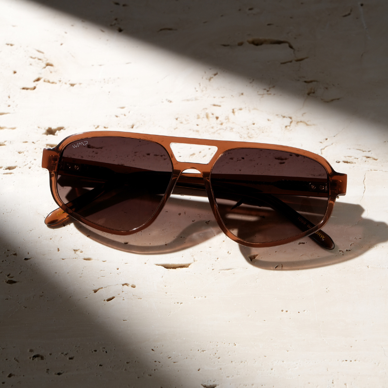 Crystal Brown / Dark Beige Gradient Lens || Crystal Brown Acetate Frame with Dark Beige Polarized Gradient Lens