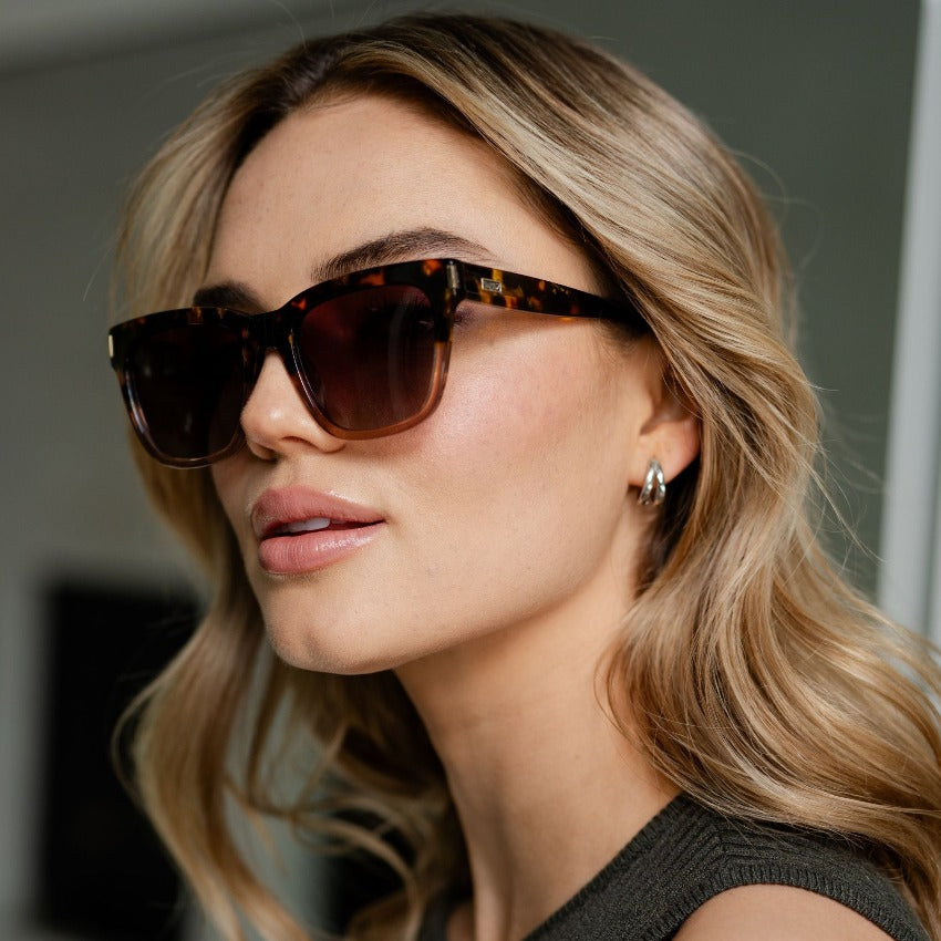 Crystal Brown Tortoise / Gradient Brown Lens || Brown Cateye Frame Sunglasses with Brown Polarized Lenses