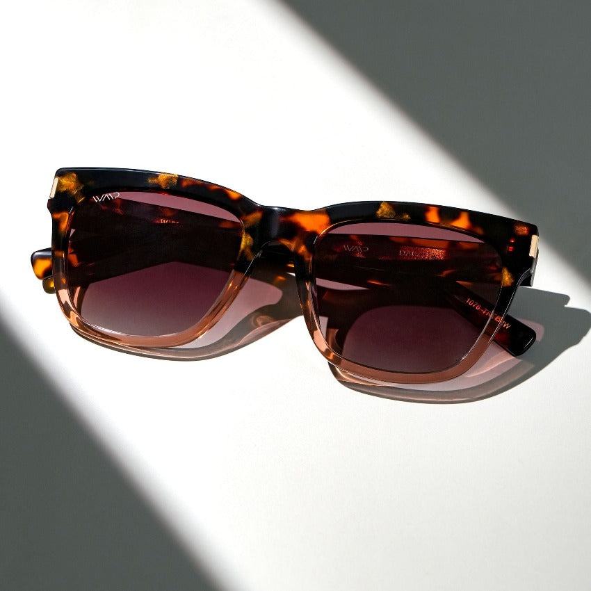 Crystal Brown Tortoise / Gradient Brown Lens || Brown Cateye Frame Sunglasses with Brown Polarized Lenses