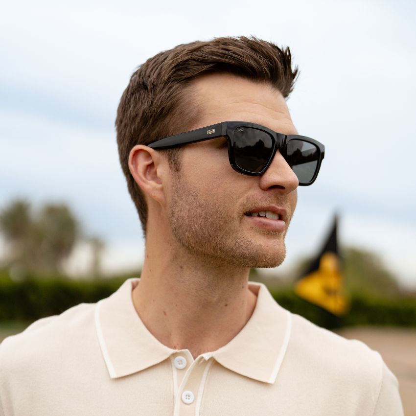Black / Black Lens || Black Square Frame Sunglasses with Black Polarized Lenses