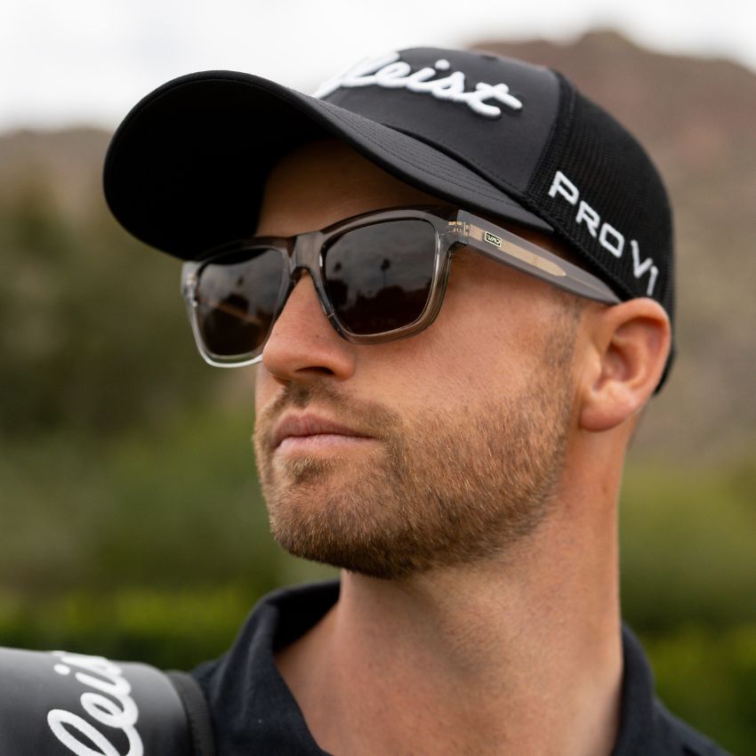 Crystal Grey / Brown Lens || Grey Square Frame Sunglasses with Brown Polarized Lenses