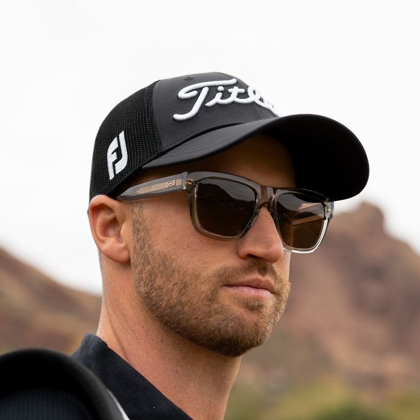 Crystal Grey / Brown Lens || Grey Square Frame Sunglasses with Brown Polarized Lenses
