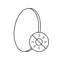 Line art icon of an oval lens with a circle containing a sun symbol crossed out, indicating non-polarized lenses