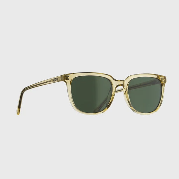 Champagne Crystal / Smoke Green Lens || Classic Style Sunglasses with Yellow Frame and Green Lenses