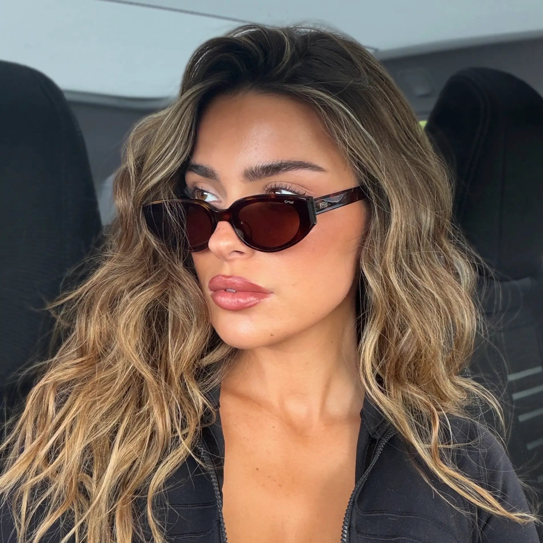 Brown Tortoise / Dark Brown Lens || Women's Narrow Cat-Eye Sunglasses with Brown Tortoise Acetate frame and Non-Polarized Dark Brown Lens